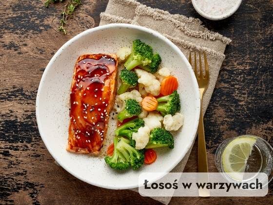 keto przepis łosoś teriyaki z warzywami